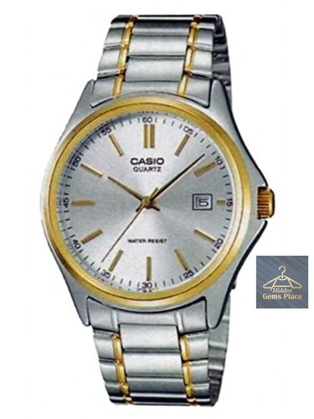 Two Tone Stainless Steel Men's Quartz Watch with Date Display Dress Casual